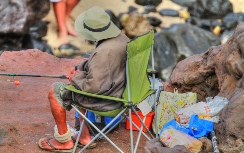 JAN 6 2013
HDR OF A OLDER MAN DOWN FISHING ON MAUI, NORTH SHORE,